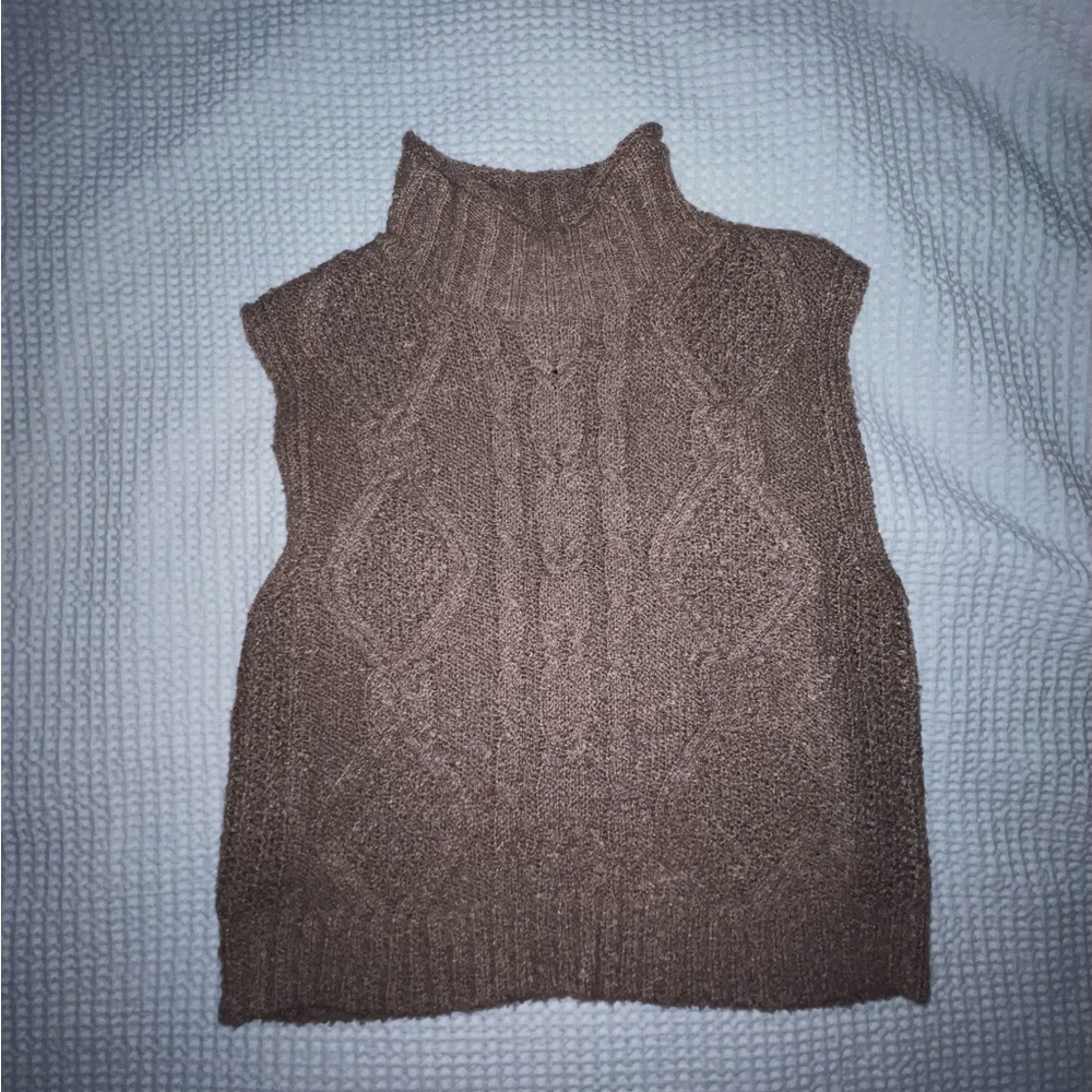 pink rose turtle neck sweater vest